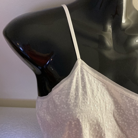 Ann Taylor White Sequin Design Stretch Camisole & Adjustable Straps - Size XL - Picture 12 of 14